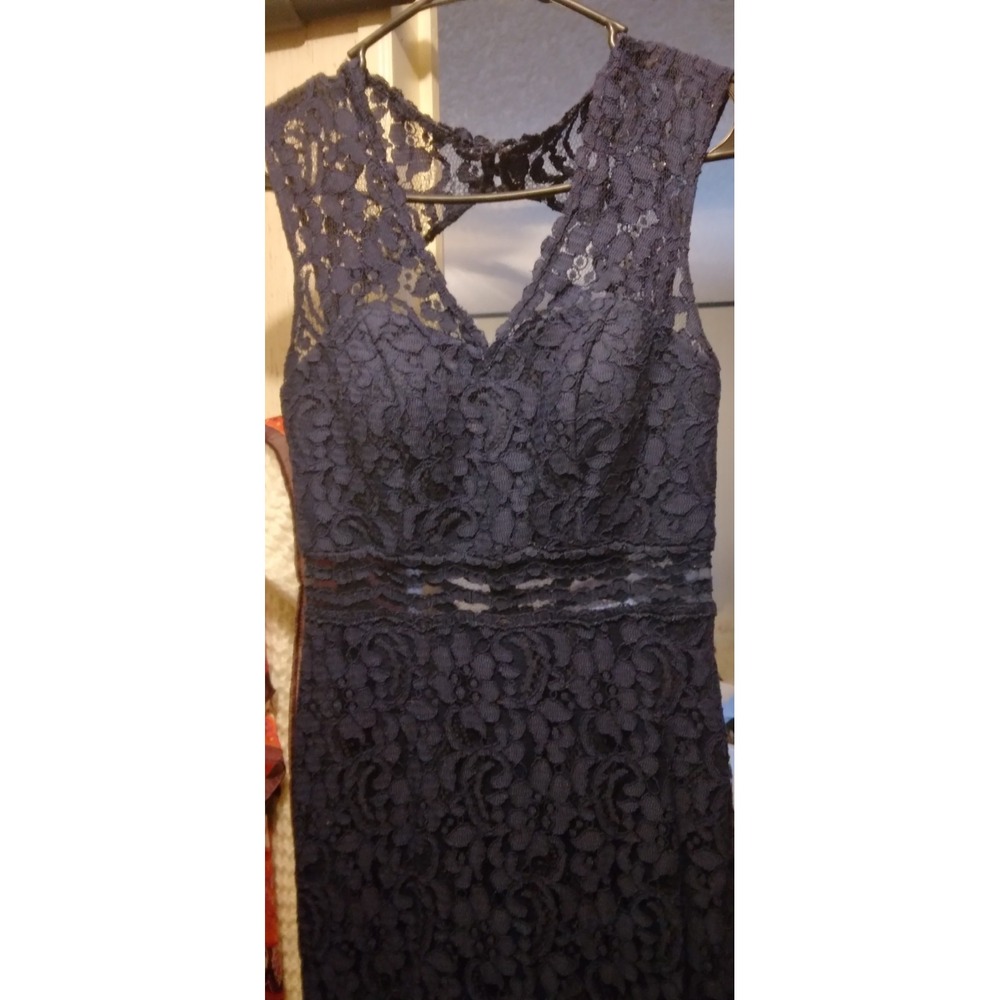 David's  Navy Lace Maxi wedding/party/prom Dress Size 2
